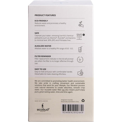 Ecobud Gentoo Plastic Water Filter Jug White 1.5L Payless 4 Organics