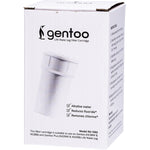 Single white Ecobud Gentoo replacement water filter cartridge on a white background.