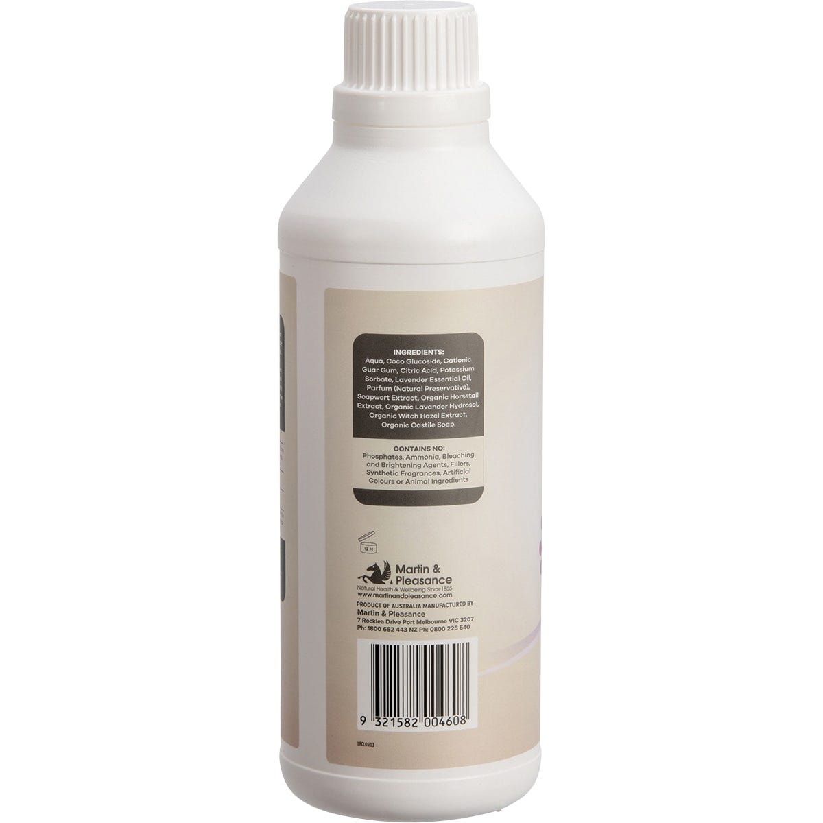 1L bottle of Ecologic Australian Lavender Laundry Liquid showing the back label with ingredients and directions.