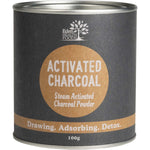 100g tub of Eden Healthfoods Activated Charcoal Steam Activated Charcoal Powder on a white background.
