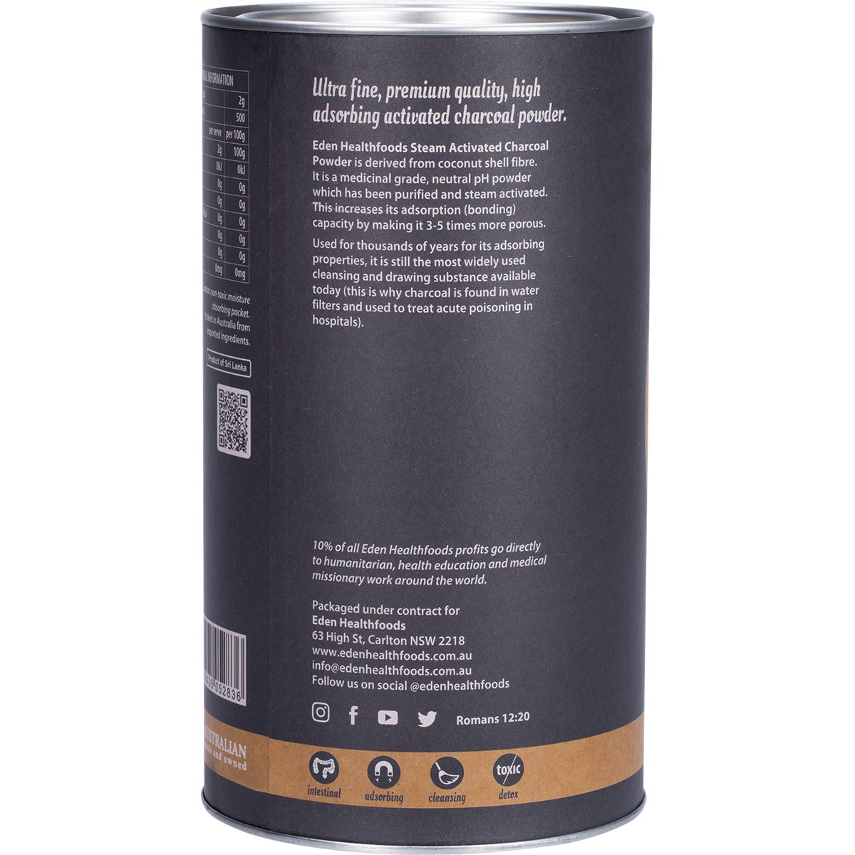 Eden Healthfoods Activated Charcoal Steam Activated Charcoal Powder 1kg Payless 4 Organics