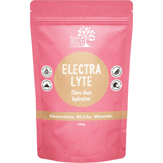 180g tub of Eden Healthfoods Electra-Lyte Watermelon and Berry with Celtic Sea Salt on a white background.