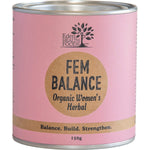 150g tub of Eden Healthfoods Fem Balance, a herbal hormone support powder, on a clean white background.