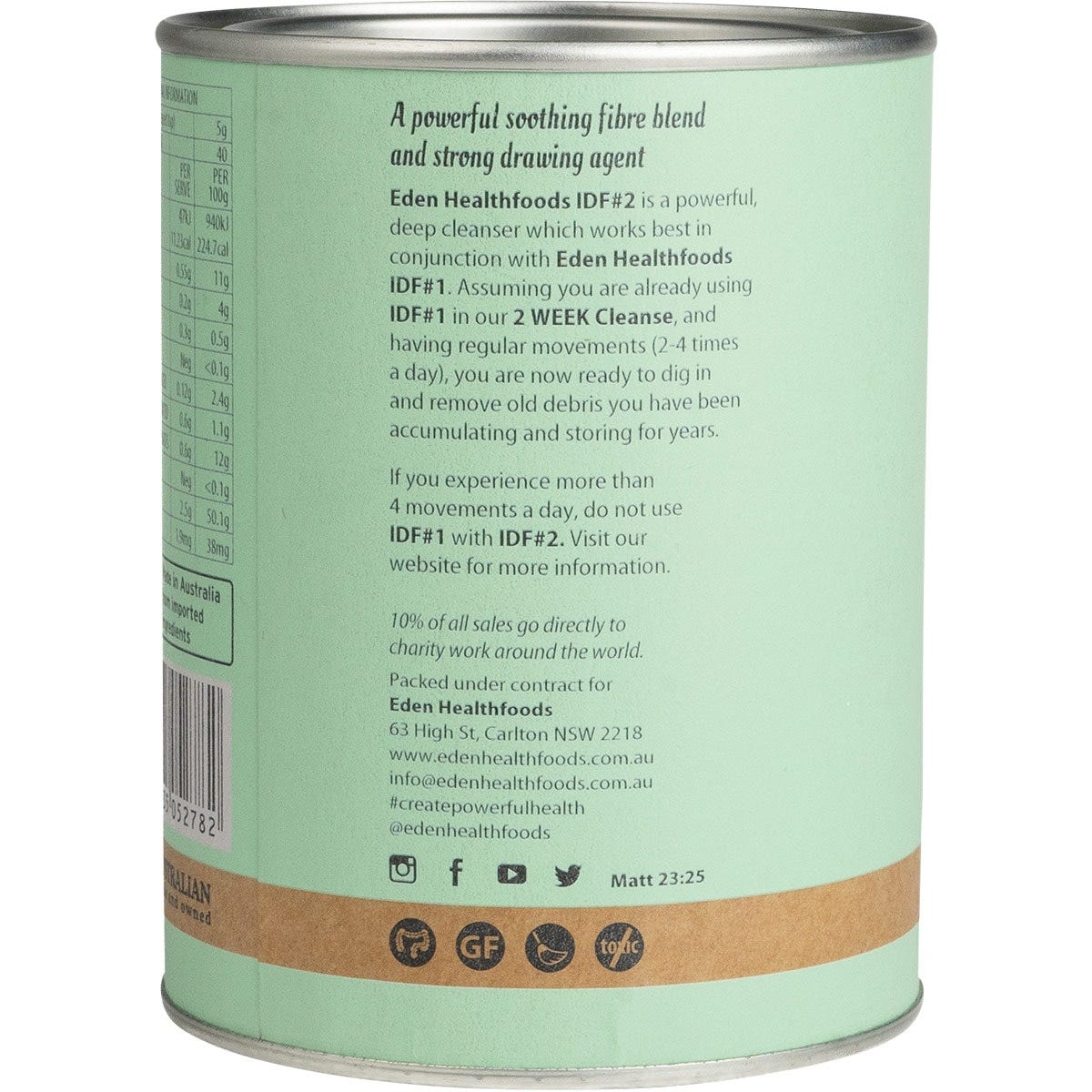 Eden Healthfoods IDF#2 Gut D-tox Week 2 200g Payless 4 Organics