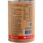 Back of Eden Healthfoods Power Protein 400g tub with nutrition facts, ingredients, and directions.