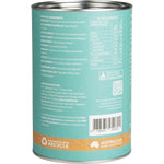 Side view of an Eden Healthfoods Superfood Organic Greens Powder 400g tub showing ingredients and nutritional information.