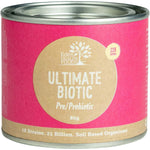 80g tin of Eden Healthfoods Ultimate Biotic Pre/Probiotic powder with 25 billion friendly bacteria for gut health.