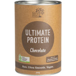 400g tub of Eden Healthfoods Ultimate Protein Chocolate sprouted brown rice protein on a white background.