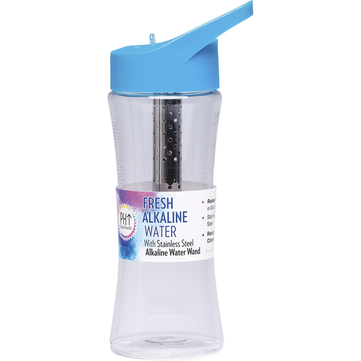 700ml Enviro Products alkaline water bottle with a purple lid and internal stainless steel wand on a white background.