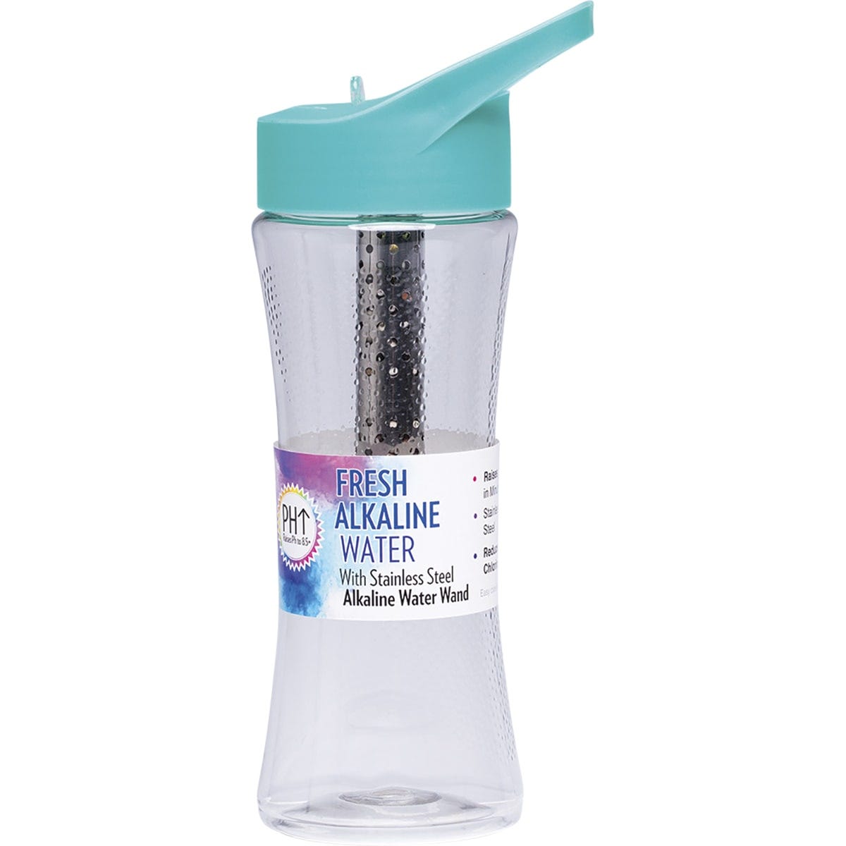 700ml Enviro Products alkaline water bottle with a blue lid and internal stainless steel wand on a white background.