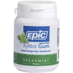50-count bottle of Epic Spearmint Xylitol Chewing Gum, sugar-free and non-GMO, on a white background.