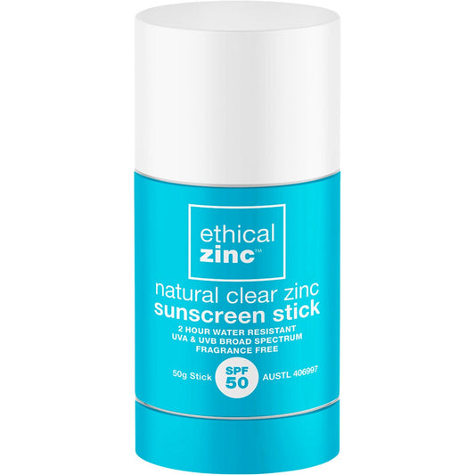 Ethical Zinc Natural Clear Zinc Sunscreen Stick SPF 50 50g Payless 4 Organics