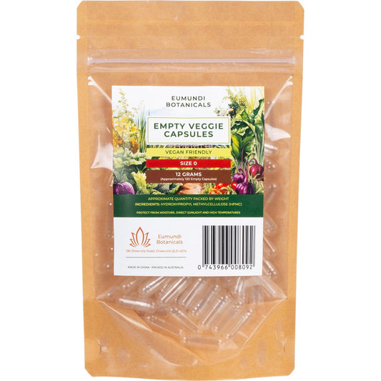 Eumundi Botanicals Empty Veggie Capsules Size 0 120 Caps Payless 4 Organics