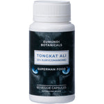 60 capsules of Eumundi Botanicals Tongkat Ali 2% Eurycomanone in a brown glass bottle with a white label.