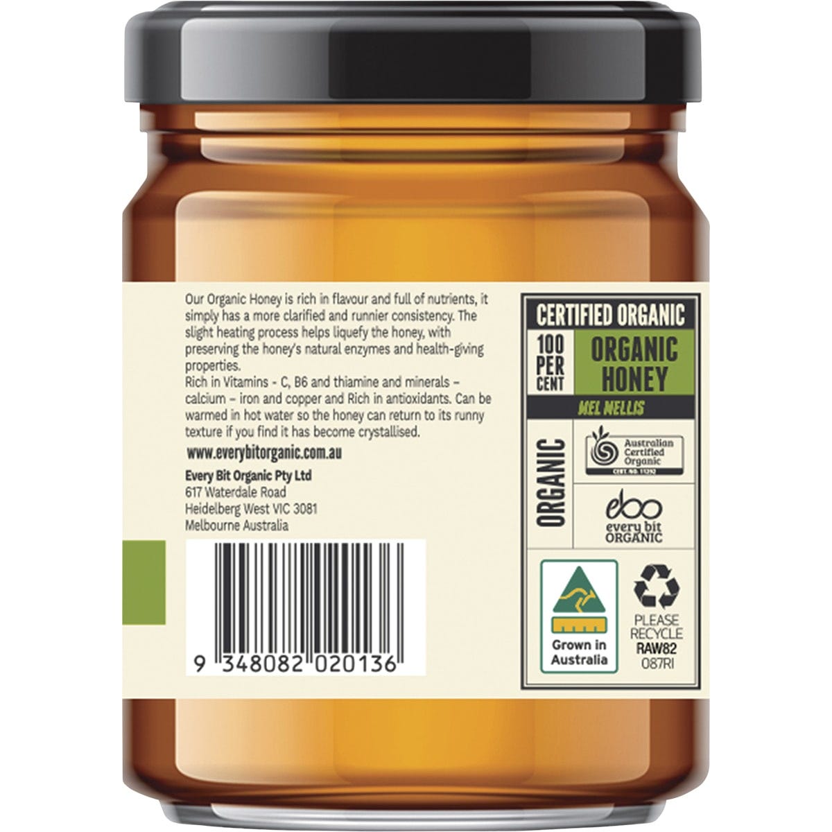 Every Bit Organic Honey Certified Organic 325g Payless 4 Organics
