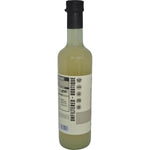 Back of Every Bit Organic Rice Wine Vinegar 500ml bottle with nutrition facts, ingredients, and product of Italy details.