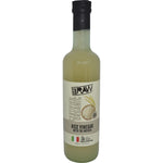 Pack of six 500ml bottles of Every Bit Organic Rice Wine Vinegar with The Mother on a white background.