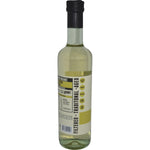 Back of Every Bit Organic 500ml White Wine Vinegar bottle showing nutrition facts, ingredients, and product information.