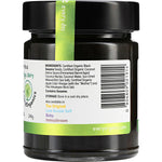 Side view of a 240g EveryMite FODMAP Friendly jar showing product benefits and organic certification logos.