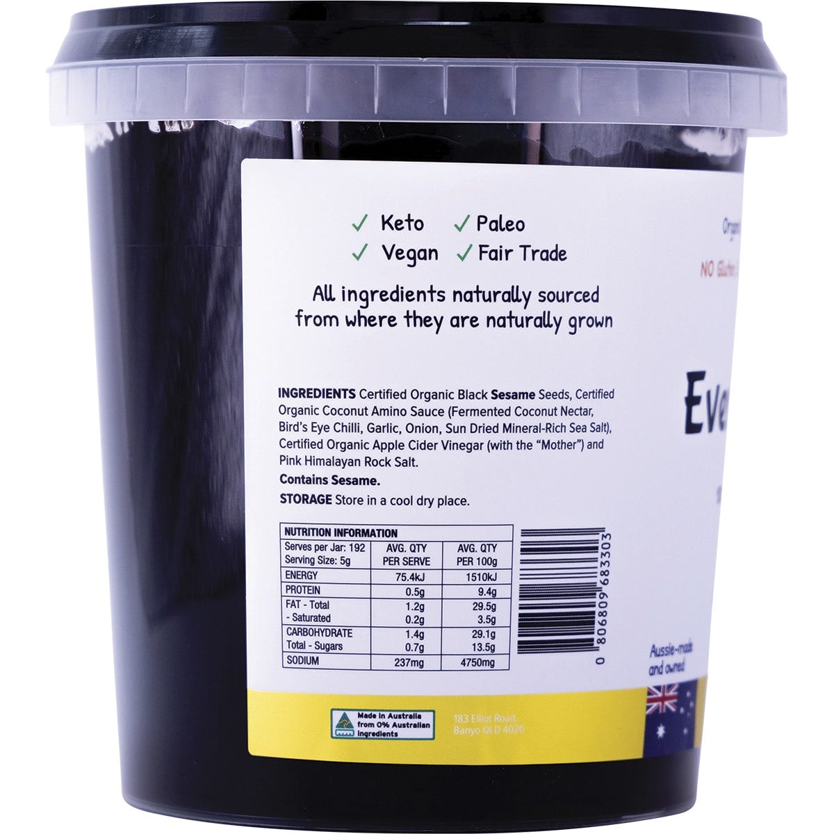 EveryMite The Original 960g tub with a white label and a close-up of the nutrient-dense savory spread.
