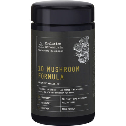 Evolution Botanicals 10 Mushroom Formula Optimise Wellbeing 100g Payless 4 Organics