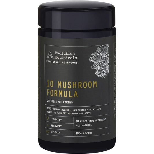 Evolution Botanicals 10 Mushroom Formula Optimise Wellbeing 100g Payless 4 Organics