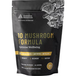 200g bag of Evolution Botanicals 10 Mushroom Formula, an organic mushroom extract powder for immune support and wellbeing.