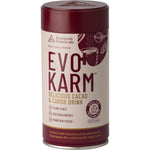 175g tin of Evolution Botanicals EVO+ Karm Cacao and Carob Drink with adaptogenic mushrooms on a white background.