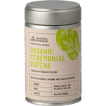 80g tin of Evolution Botanicals Organic Ceremonial Matcha featuring a green label with Japanese-inspired art.