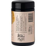 Side view of an Evolution Botanicals Organic Cordyceps Militaris 100g jar showing key benefits and product information.