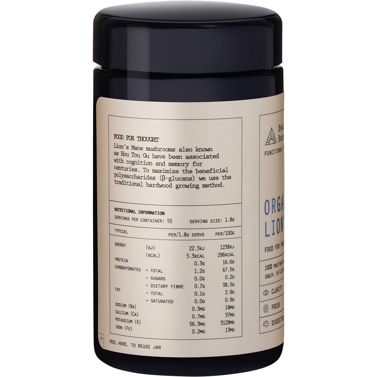 Evolution Botanicals Organic Lion's Mane Food For Thought 100g Payless 4 Organics