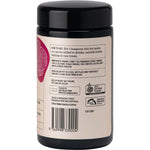 Side view of a 90g jar of Evolution Botanicals Organic Turkey Tail Energy Force highlighting product benefits.