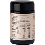 Side view of the Evolution Botanicals Tongkat Ali 50g jar showcasing the nutritional information panel.