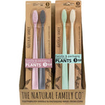Retail display box containing eight twin packs of NFco. Bio soft toothbrushes in assorted colors.