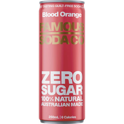 Famous Zero Sugar Soda Blood Orange 250ml (Pack of 4)