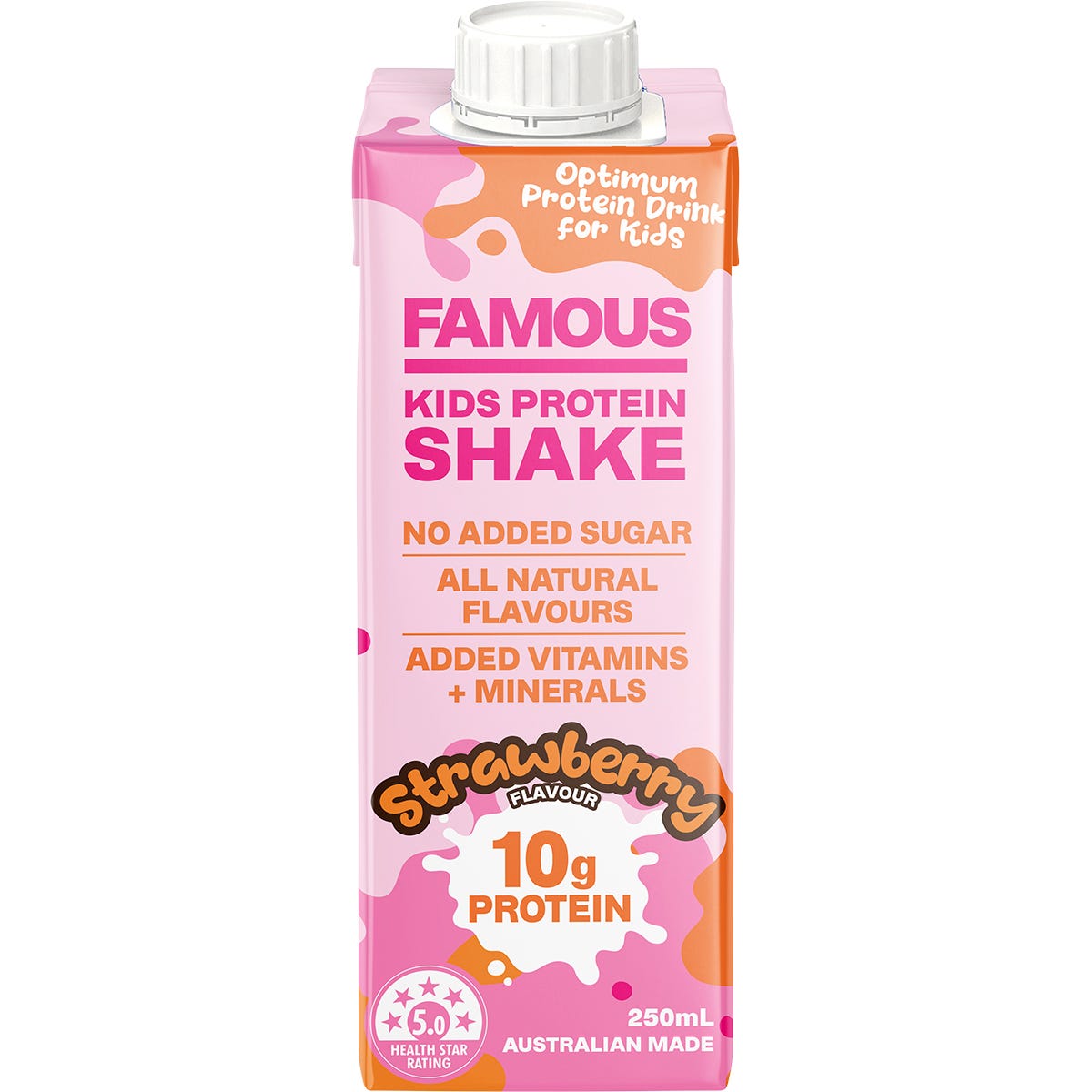 Famous Kids Protein Shake Strawberry 250ml (Pack of 12)