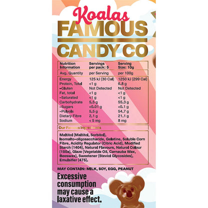 Famous Sugar Free Candy Koala Gummies Cola Flavour 10x50g