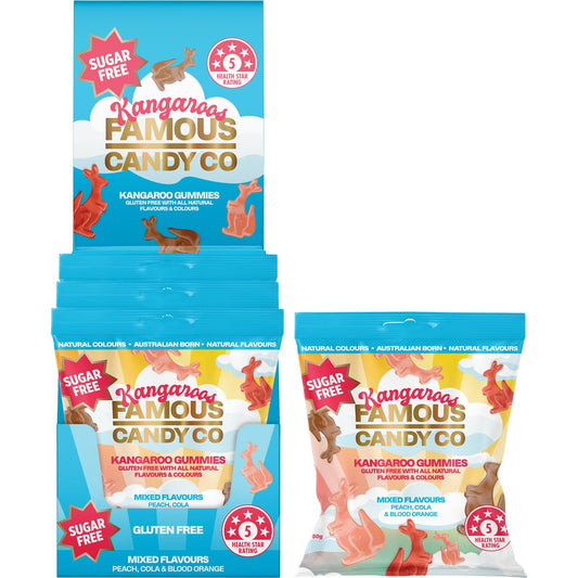 Famous Sugar Free Candy Kangaroo Gummies Mixed Flavours 10x50g