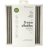 A medium-sized Good Change Store eco cloth with a grey and white geometric pattern on a white background.
