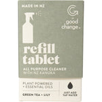 Pack of 7 Good Change Store All Purpose Refill Cleaning Tablets in a cardboard box with a green botanical design.