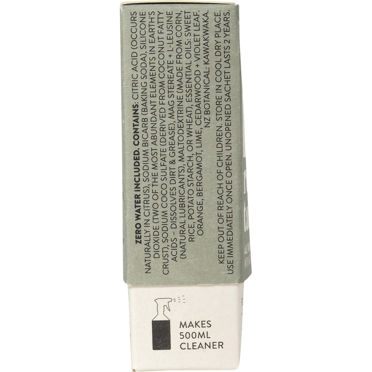 Side view of a Good Change All Purpose Refill box highlighting its 100% natural and eco-friendly features.