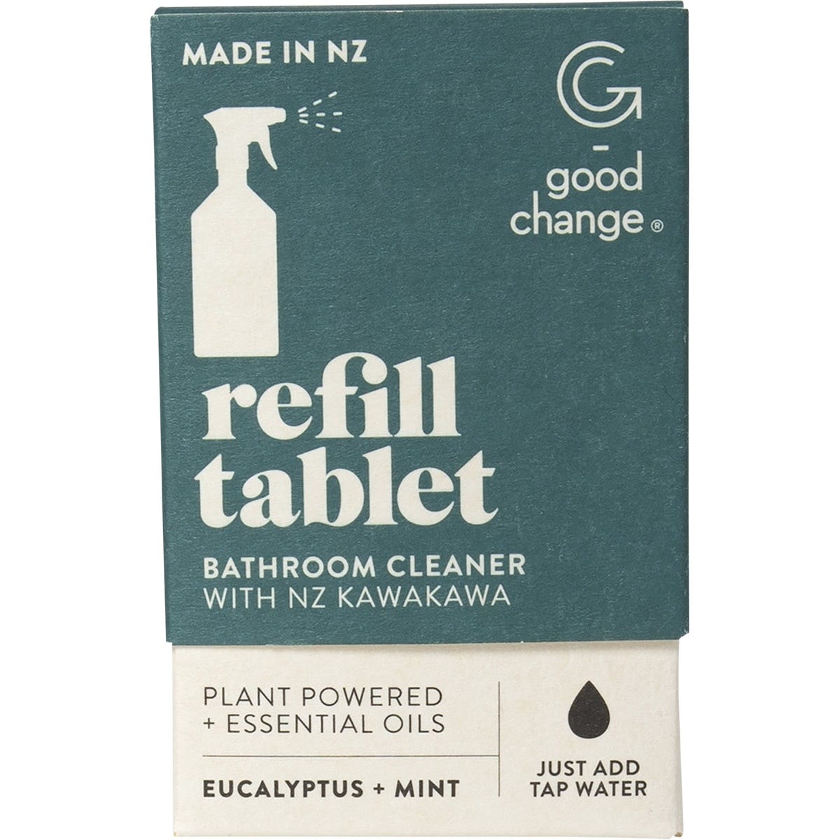 Good Change Store bathroom cleaner refill tablets in a 7-pack box with eucalyptus, mint, and kawakawa.