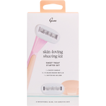 Gem Skin-Loving Shaving Kit Sweet Treat retail box with lilac floral illustrations and product details on a white background.