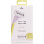 Purple Gem Queen Dream shaving kit starter set in a purple box featuring a razor, two refills, and a holder.