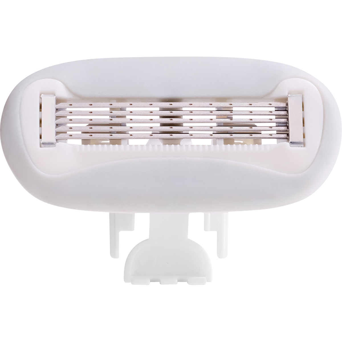 Four-pack of Gem 5-blade razor refills infused with hyaluronic acid, aloe vera, and vitamin E for a close, smooth shave.