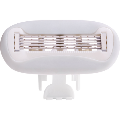 Four-pack of Gem 5-blade razor refills infused with hyaluronic acid, aloe vera, and vitamin E for a close, smooth shave.
