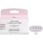 Gem Skin-Loving 5-blade razor refills 4-pack shown with a single refill unit and its product box on a white background.