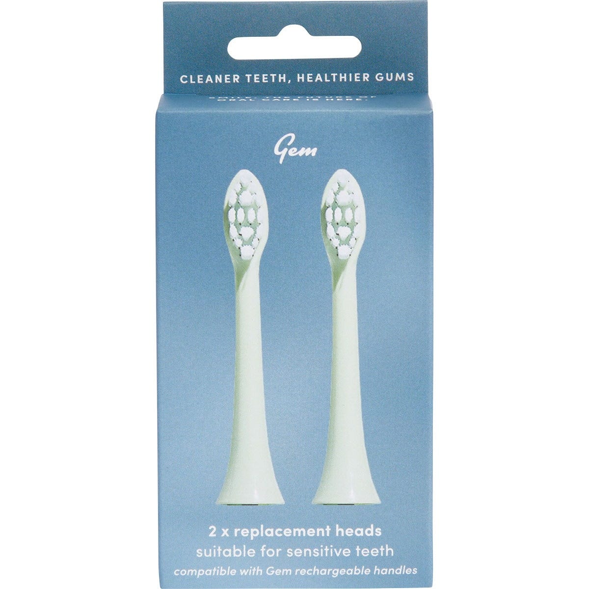 Gem Electric Toothbrush Replacement Heads Mint 2 Pack