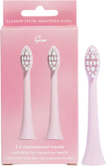 Gem Electric Toothbrush Replacement Heads Coconut 2 Pack and individual brush head on a white background.