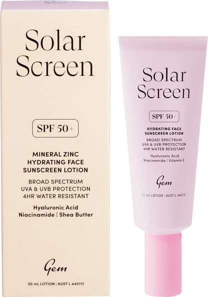 Gem Solar Screen SPF50+ Hydrating Face Sunscreen Lotion 50ml